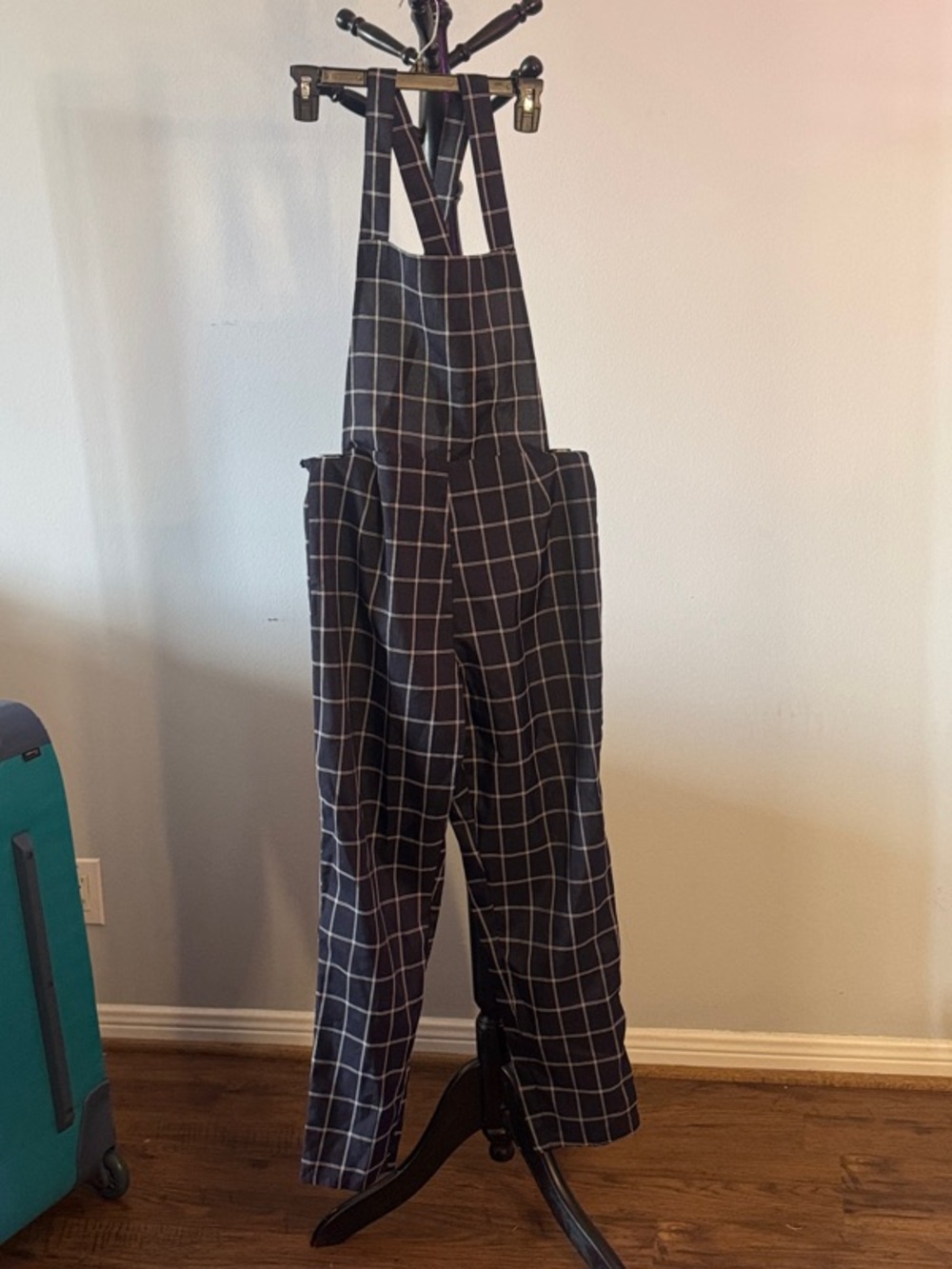 Windowpane Check Navy Overalls 6.T
